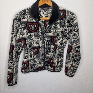 Obermeyer Sweater Black/White Red Collar Women's Size Extra Small-small (A20)